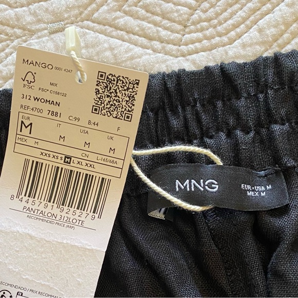 New MNG Black Linen High Waist Croped
Wide Leg Culottes Pants Size M - Picture 16 of 16